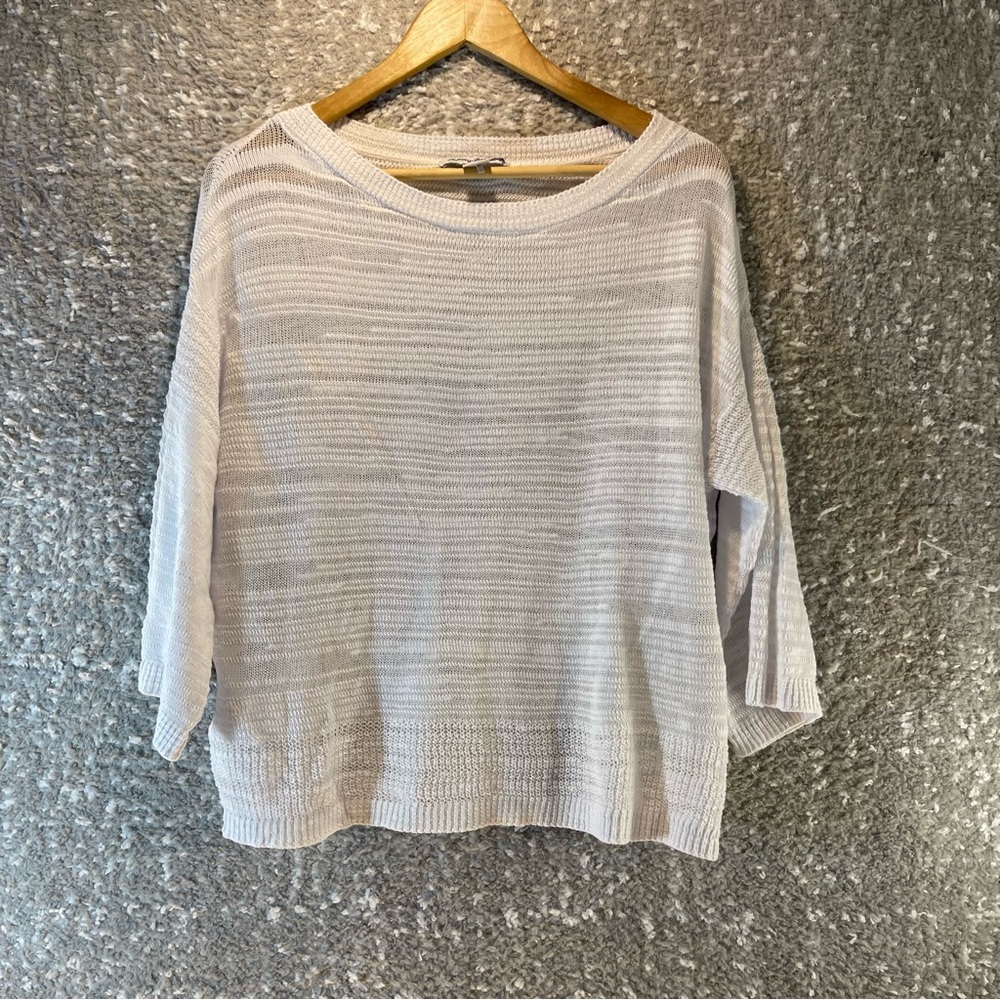 Tommy Bahama White Boat Neck 1/2 Sleeve Knitted Top Womens Small Cotton.